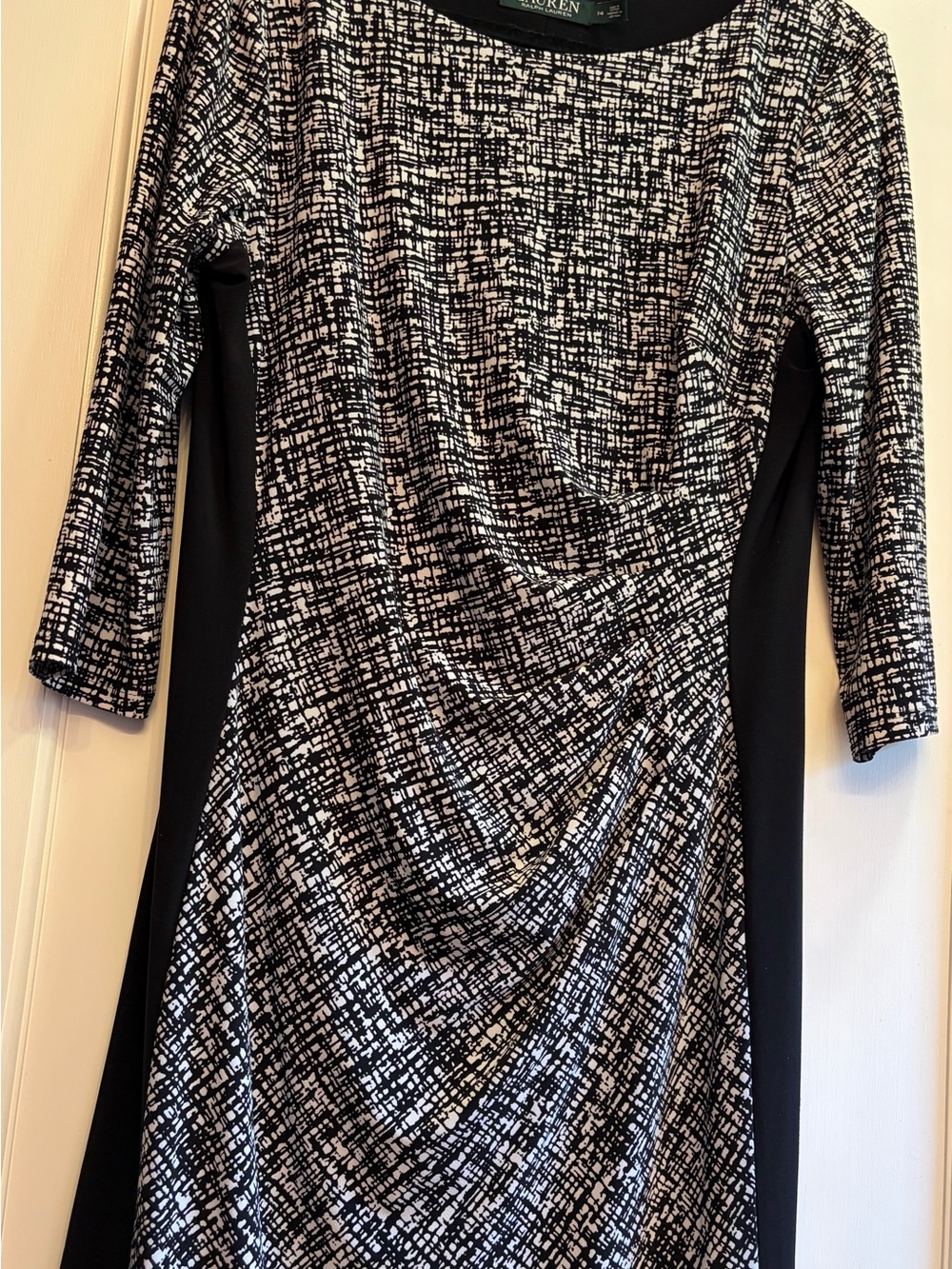Ralph Lauren Black and White Half Sleeve Sheath Dress S1